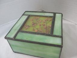 Stained Glass Trinket Box and Stained Glass Vanity Tray