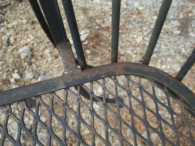 Pair of Black Barrel Back Metal Mesh Chairs