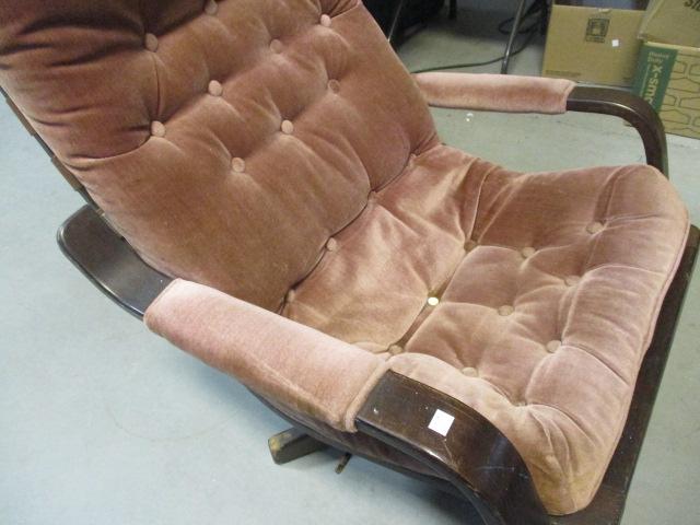 Design Environment Midcentury Style Velour Swiveling Recliner with Ottoman