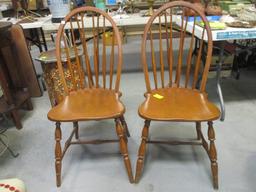 Pair of Wood Spindle Fiddle Back Side Chairs