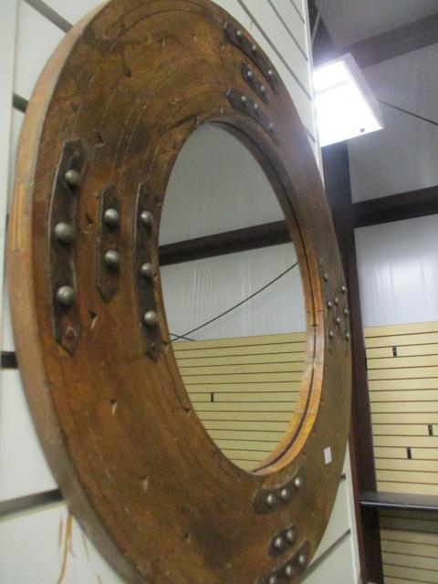Round Banded Wood Frame Mirror
