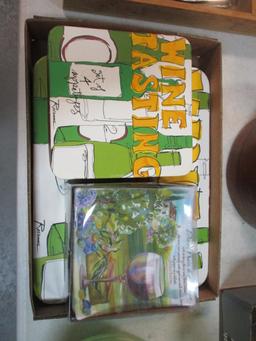 "A Taste of Wine" Serving Tray and Appetizer Plates in Original Boxes and