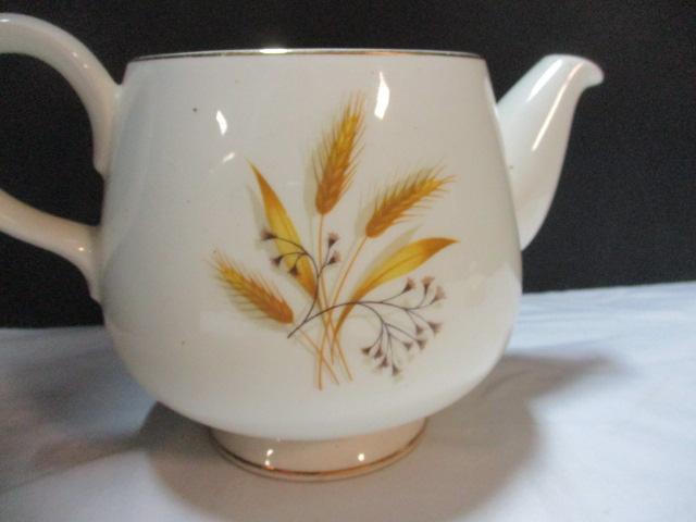 Midcentury Wheat Pattern Porcelain Teapot