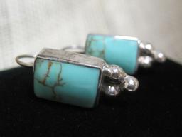 Sterling Silver Turquoise Pendant and Earrings