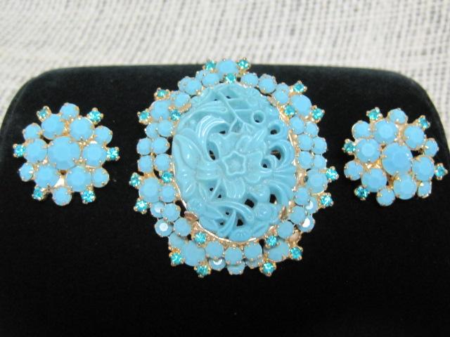 Vintage Brooch and Clip Earrings