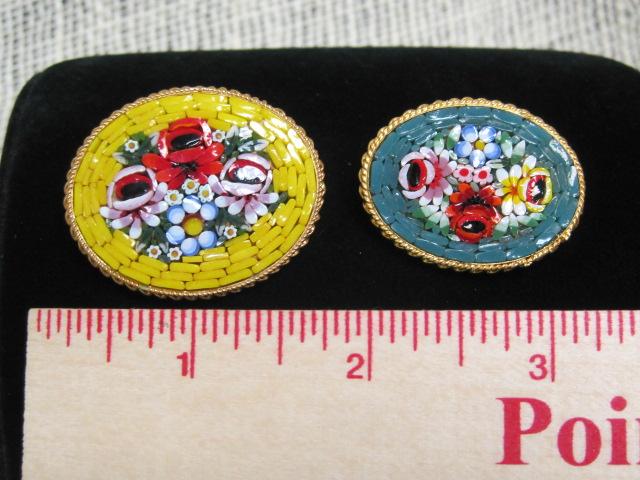 2 Italian Mosaic Style Brooches and Ring