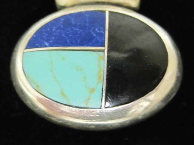 Sterling Silver Turquoise, Lapis and Onyx Pendant