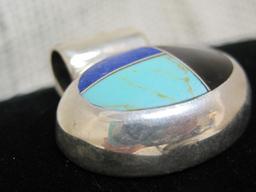 Sterling Silver Turquoise, Lapis and Onyx Pendant