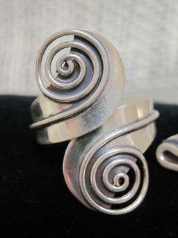 Two Vintage Sterling Silver Designer Adjustable Rings