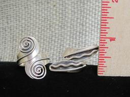 Two Vintage Sterling Silver Designer Adjustable Rings