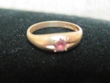 Antique 10k Gold Baby Ring with Pink Stone