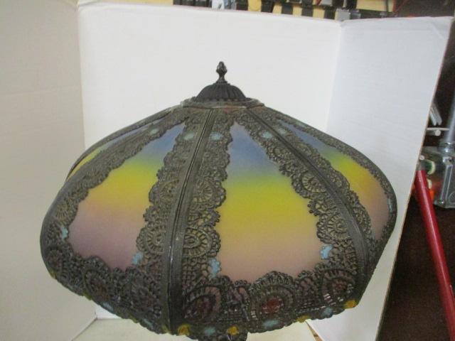 Art Nouveau Slag Glass Tiffany Style Lamp