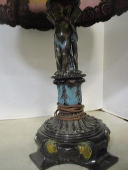 Art Nouveau Slag Glass Tiffany Style Lamp