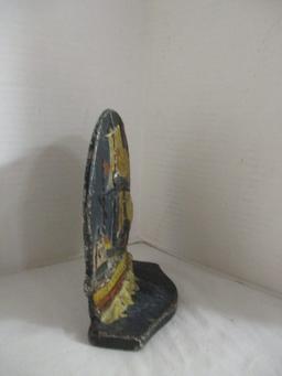 Cast Iron Antique Door Stop 6" 'Tall Ships Cross Sails'