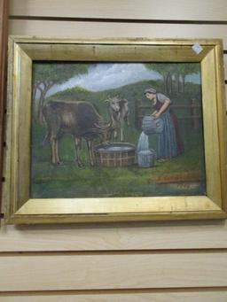 F. Parish Framed Oil Painting