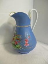 Handpainted Large Vessel Pitcher w/Gold Trim