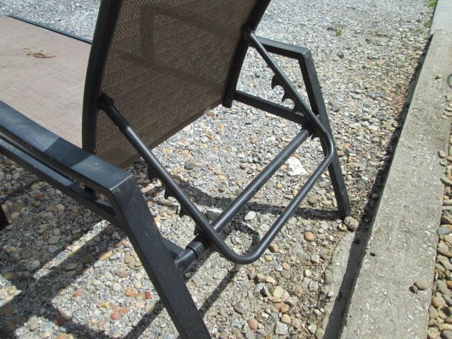 Three Black Aluminum Frame Lounge Chairs