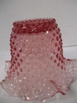 Duncan Handblown Cranberry Art Glass Ruffle Vase