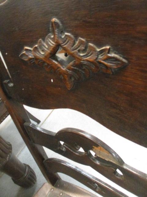 Antique Tiger Oak Table, Leaves, Chairs and Support