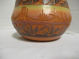 Signed Navajo Native American Pottery Vase and Bowl