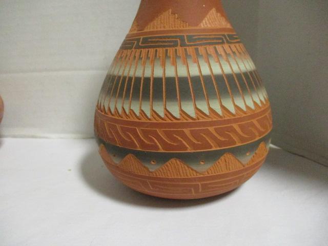 Signed Navajo Native American Pottery Vase and Bowl