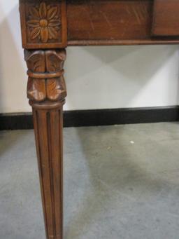 Carved Wood Game Table with Game Pieces