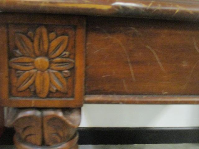 Carved Wood Game Table with Game Pieces