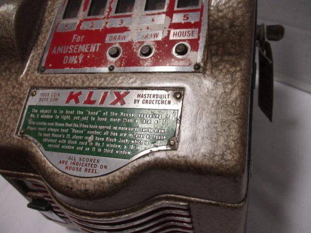 1940's Klix 1 Cent Slot Machine Trade Stimulator