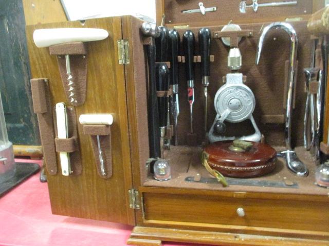 Rare Wooden Carpenter's Tool Cabinet with Tools