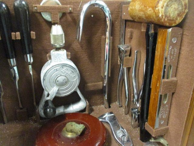 Rare Wooden Carpenter's Tool Cabinet with Tools