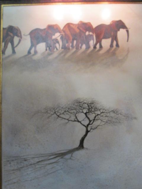 2005 Phyllipa Signed African Elephant Canvas Painting