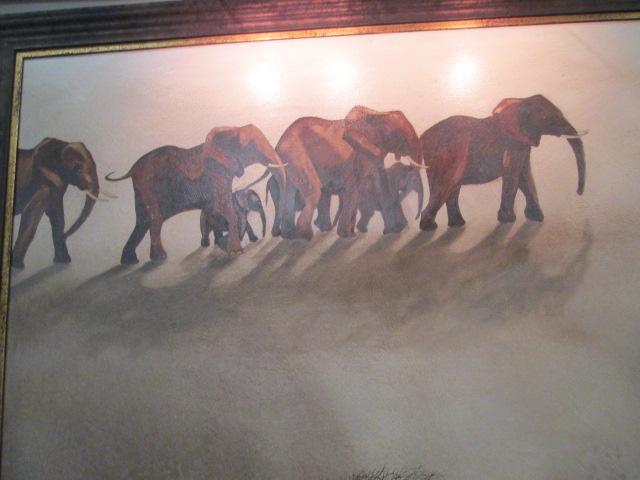 2005 Phyllipa Signed African Elephant Canvas Painting