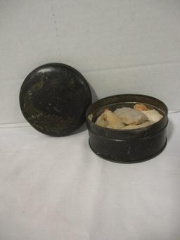 Vintage Tin of Old Arrowheads