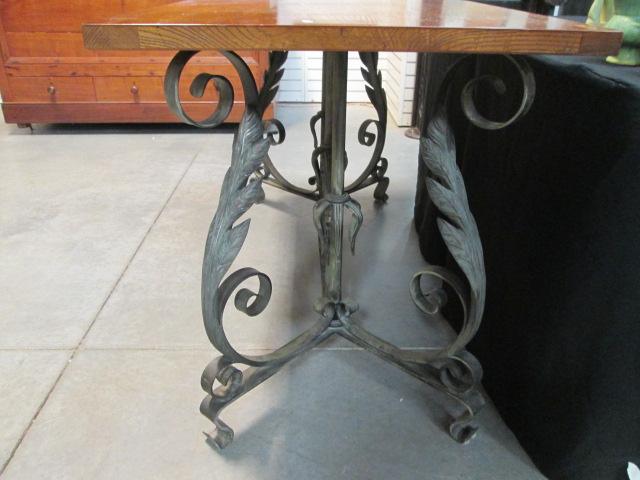 Wood Slab Top Table with Wrought Iron Base