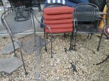 Five Bronze Finish Metal Mesh Chairs with Cushions