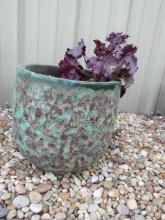 Medium Size Textured Glazed Pottery Planter