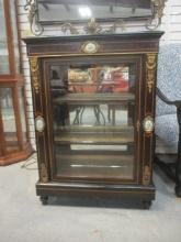 Antique Black Lacquer French Style Victorian Curio