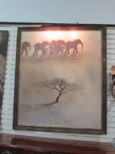 2005 Phyllipa Signed African Elephant Canvas Painting