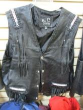 Leather Fringe Black Leather Vest Size 4X