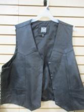 Leather Black Vest Size 54