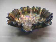 1930's Fenton Carnival Glass "Holly" w/Ruffled Edge 7 1/2"w X 3"h