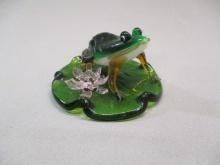 Lenox Glass Frog "Daydream On The Pond" 3"w X 2"h