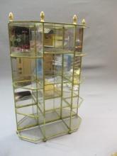 Small Brass & Glass Open  Curio Display Case 10"w X 16"h