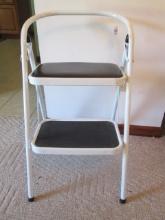 Meco White Metal 2 Step Folding Step Stool