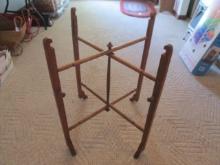 Antique Oak Conver-Table Folding Tray Table Frame/Base