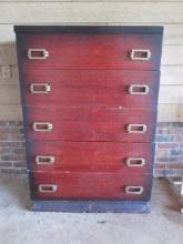 Midcentury Mahogany Finish 5 Drawer Chest