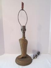 1950's Cast Aluminum Boot Body Table Lamp with Wood Finial