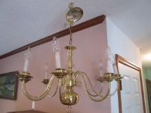 Brass 8 Arm Candlestick Chandelier