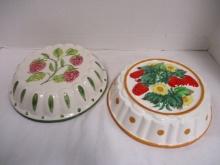 Two Round Strawberry Motif Ceramic Molds