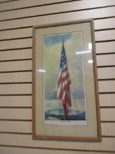 Vintage "Sentinel of Freedom" Flag Print by Adrian Brewer for The American Co.